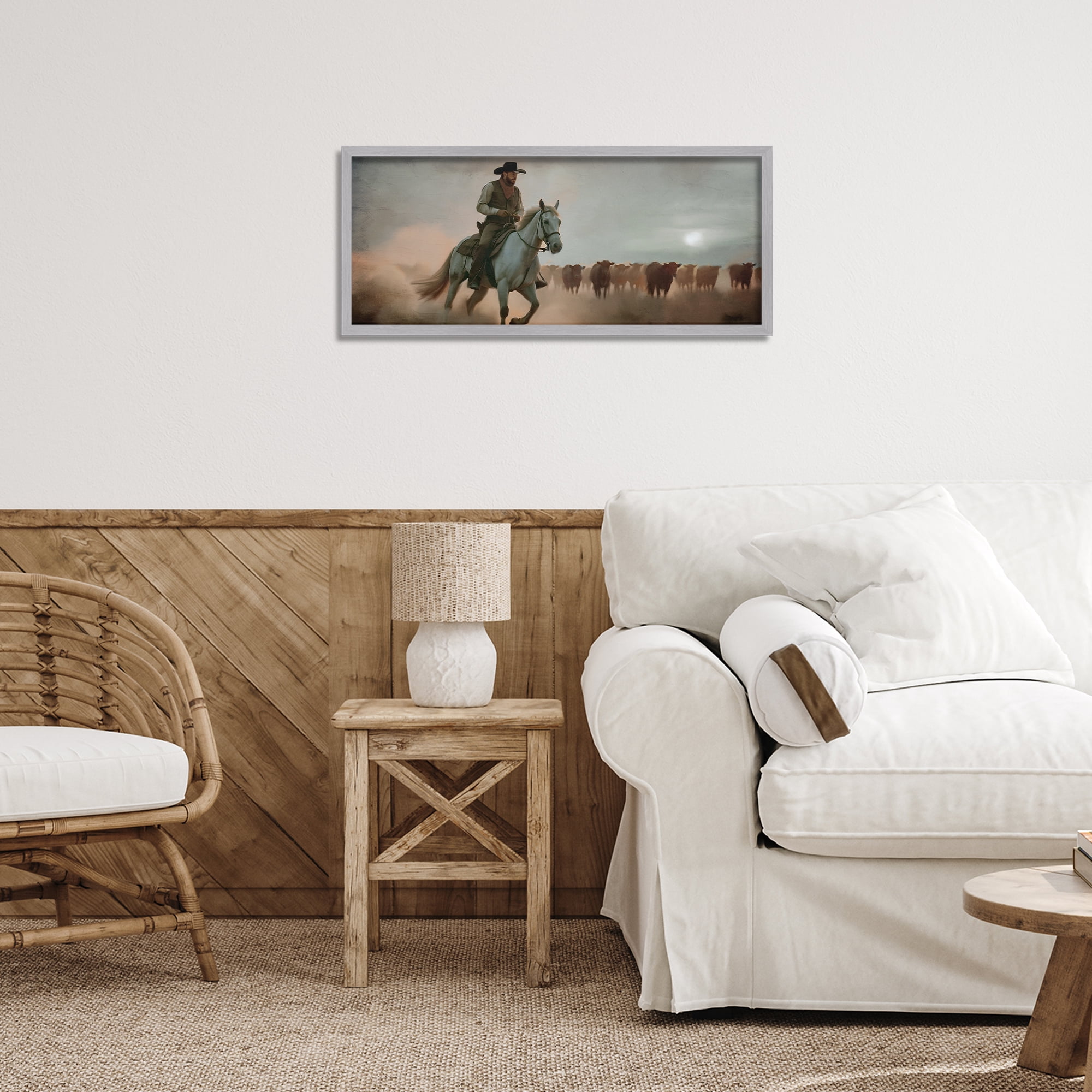 Stupell Industries Home Bound Cowboy Gray Framed Giclee Art, design by Kim Allen
