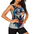 thumbnail image 2 of Hirioo Tie-Dye Wolf Head for Women's Workout Tank Top Sleeveless Workout Tops Athletic Gym Shirts-XX-Large, 2 of 7