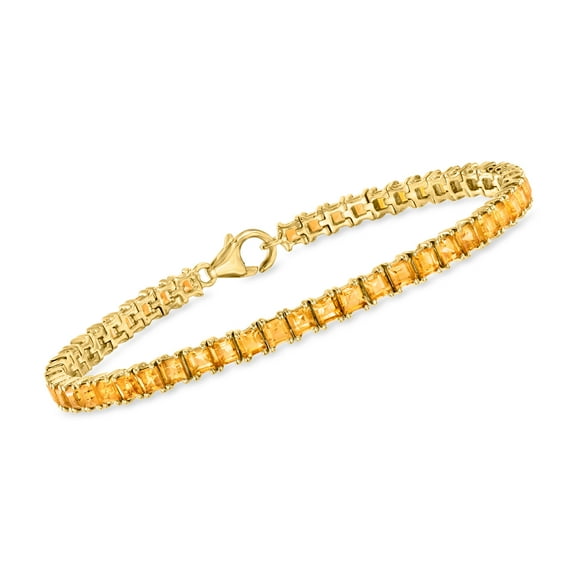Ross-Simons 7.50 ct. t.w. Square Citrine Tennis Bracelet in 18kt Gold Over Sterling, Women's, Adult