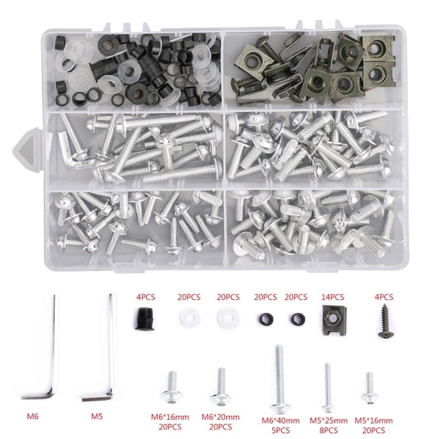 177PCS Motorcycle Sportbike Windscreen Fairing Bolts Kit Silver Fastener Screws