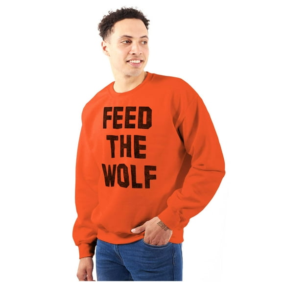 Feed The Wolf Sarcastic Hangry Gym Sweatshirt for Men or Women Brisco Brands S