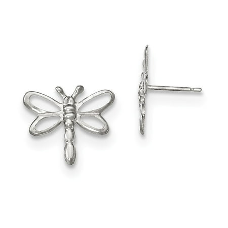 14k White Gold Childrens Polished Dragonfly Earrings 0 5in Diameter 14k White Gold Childrens Polished Dragonfly Earrings 0 5in Diameter