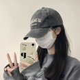 thumbnail image 4 of Gorra de béisbol gris vintage para mujer, de verano, lavada, de cabeza grande, moderna, combinable, con la cara, gorra pequeña que se puede mostrar, 4 of 6