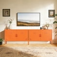 thumbnail image 3 of AUHUP Accent Cabinet with 2 Doors and Shelves, Orange Low Metal Locker Console Table TV Stand, Low Sideboard Buffet for Living Room, Entryway, Home Office, 3 of 8