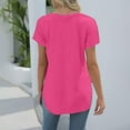 thumbnail image 5 of Tiqkatyck Womens Tops on Sale, Women's Summer V Neck Short Sleeve Loose Fit T Shirt With Arc Hem Large Size Solid Color Casual Shirts for Women Blouses for Women Dressy Casual Hot Pink XXXL, 5 of 6