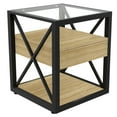thumbnail image 3 of Tcbosik Nightstand with Glass Top, Side Table with Storage Drawer and Open Shelf, 3-Tier Modern End Table for Living Room, Space Saving, Natural, 3 of 9