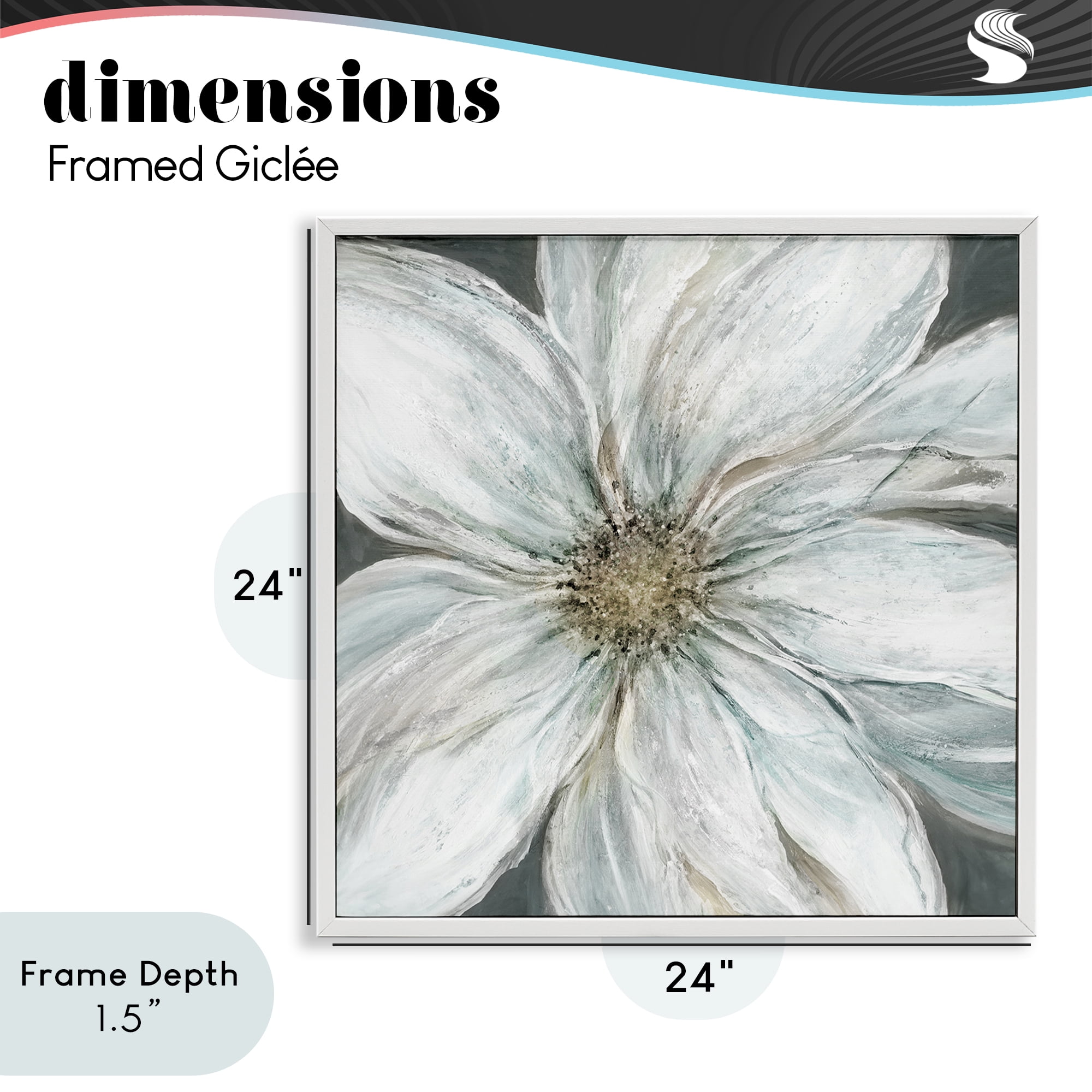 Stupell Industries Large White Flower Closeup White Framed Giclee Art, design by Carol Robinson