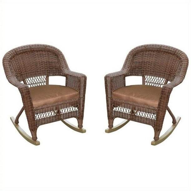 Pemberly Row Wicker Rocker Chair In Honey And Brown Set Of 2 Com Pemberly Row Wicker Rocker Chair In, Outdoor Resin Wicker Rocking Chair