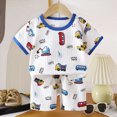 thumbnail image 2 of CAUYDY Summer Outfit for Toddler Girls 4T 5T 6T 7T Kids Two Piece Short Sleeve Top Elastic Waist Shorts Set 1T 2T 3T Baby Girl Spring Summer Pajamas 2Pcs Set (Sizes 5-6 Years,D1-Blue), 2 of 4