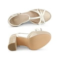 thumbnail image 4 of BLISSFUL STEP Valentine's Women's Platform T Strap Bow Vintage Block Heels Pumps Nude 11, 4 of 7