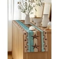 thumbnail image 5 of Table Runner 90 Inches Long for Kitchen Dining, Western Texas Star Vintage Dresser Scarf Farmhouse, Dining Table Decorations for Wedding/Parties, Retro Farmhouse Turquoise Brown Wood 13 x 90 In, 5 of 8