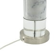 thumbnail image 2 of A&B Home Marble and Acrylic Cylinder Table Lamp with Drum Fabric Shade - White Marble, Clear Finish - White Shade, 2 of 5