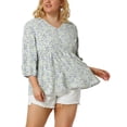 thumbnail image 1 of Blusas de talgrande pamujer Blucon volantes y péplum floral con cuello en V y estampado floral Ditsy LavanXXL, 1 of 6