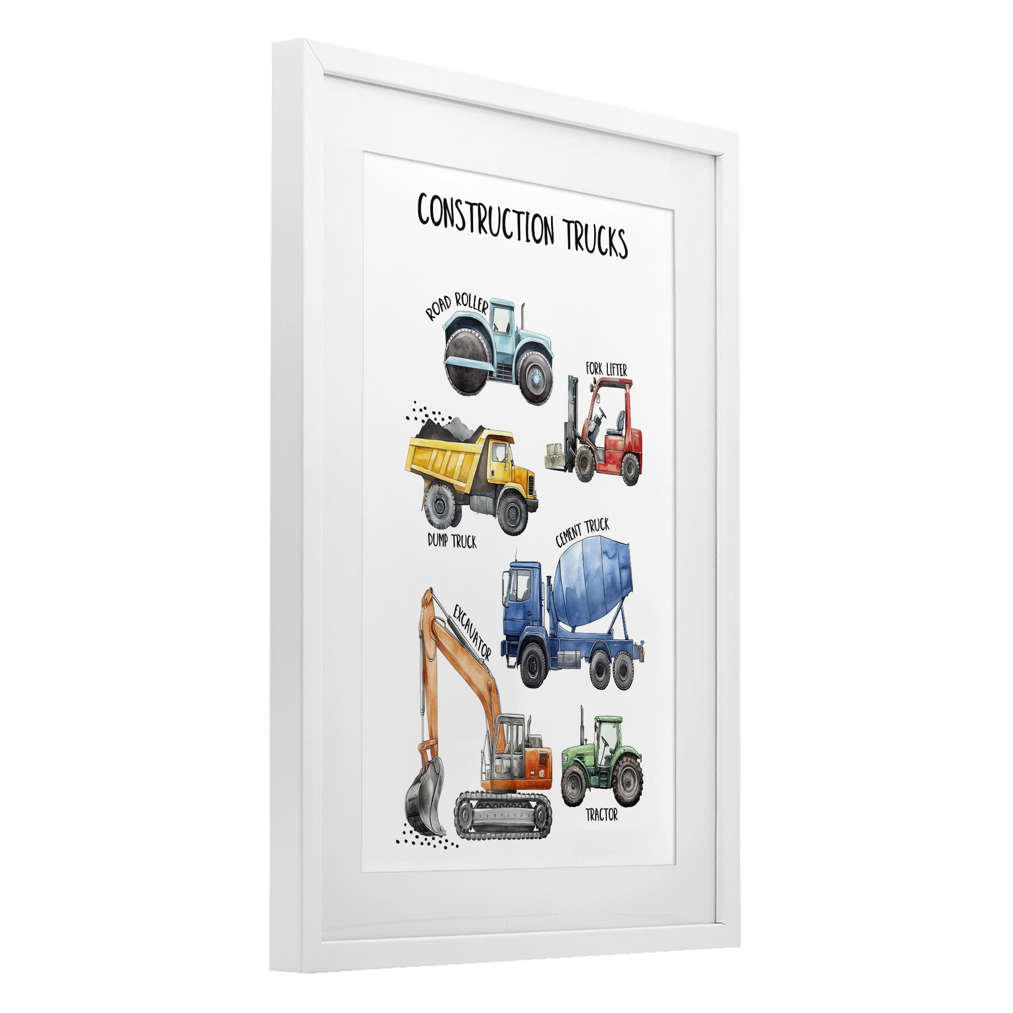 Stupell Industries Utility Trucks Construction White Framed Print Under Glass, design by Christine Simpson Art
