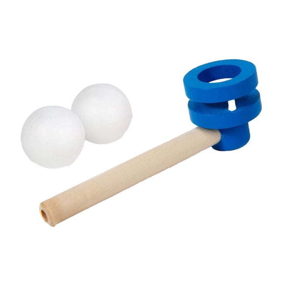 Floating Blow Pipe Ball Toy Educational Wooden Blowing Toy Develops Motor Skills And Hand Eye Coordination Ideal For Family Outdoor Games