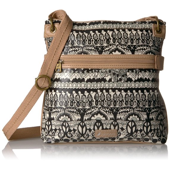 Sakroots Flat Crossbody, Black/White One World