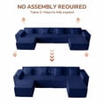 thumbnail image 6 of Modern Left Chaise Lounge Chair, Blue Boneless Corduroy Couch with Left Ottoman for Small Spaces, Compact Apartments, or Living Rooms, No Assembly Required, 6 of 9