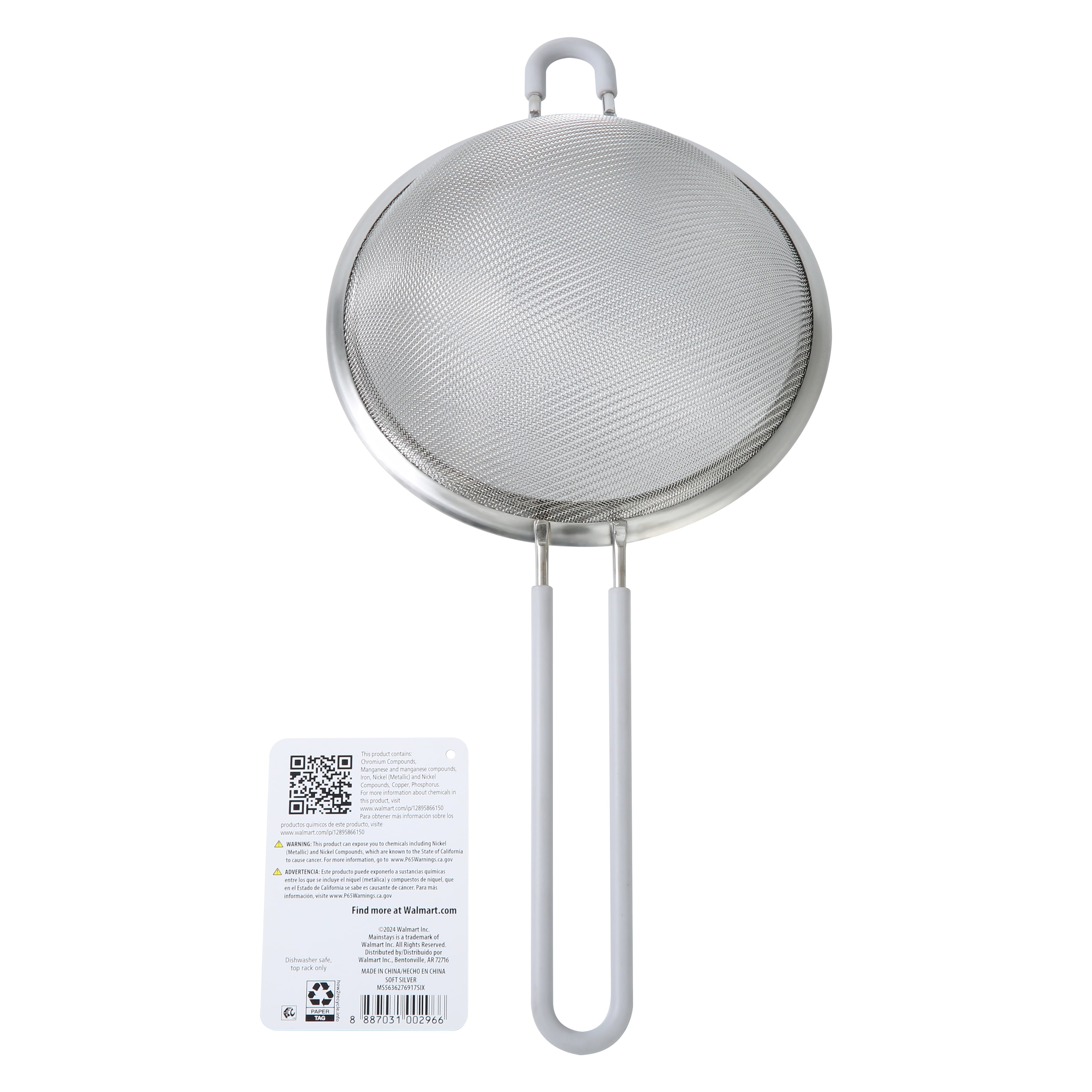Mainstays 6" Premium Stainless Steel Fine Mesh Strainer, Silver