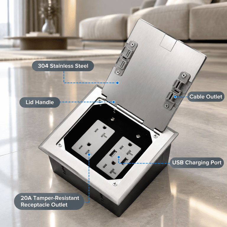 Recessed Floor Outlet With 4 * 20 Amp Tamper Resistant Receptacle ...