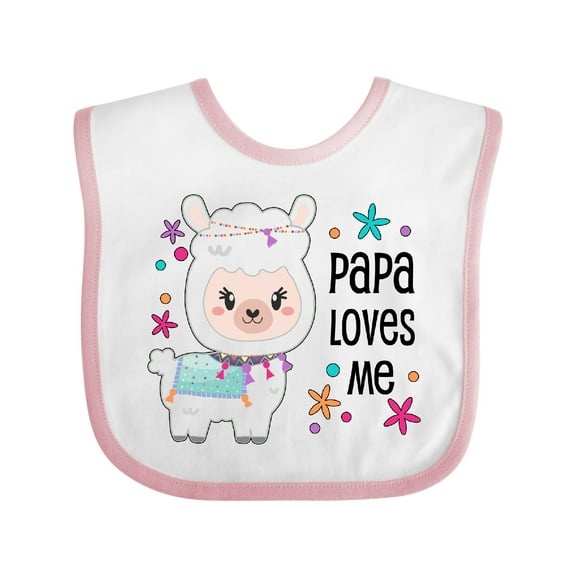 Inktastic Papa Loves Me Cute and Happy Llama Boys or Girls Baby Bib