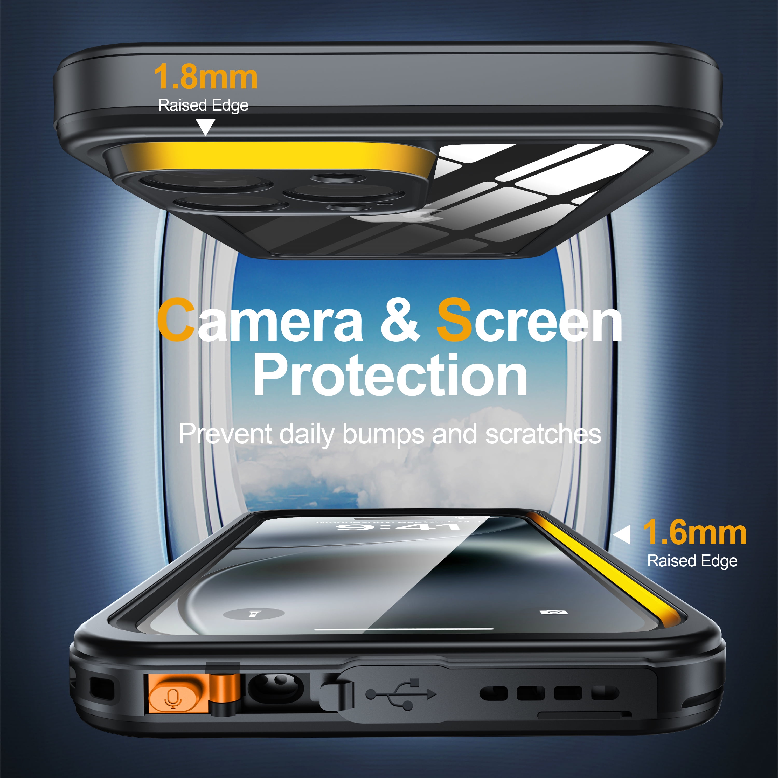 ANTSHARE for iPhone 16 Pro Max Case, Double Front Frame Built-in HD Screen Protector + Privacy Screen Protector, Waterproof Phone Case for iPhone 16 Pro Max-Black