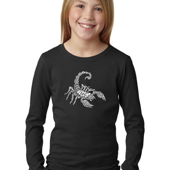 LA Pop Art Girl's Word Art Long Sleeve - Types of Scorpions