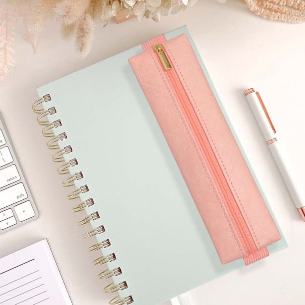 Estuche portátil elástico para lápices con cierre de cremallera para bolígrafos, notas y accesorios pequeños, diseño delgado, múltiples opciones de color, ideal para estudio, oficina y viaje.