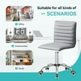 thumbnail image 4 of Furmax Leather Swivel Office Chair - Mid Back Vanity Chair for Makeup Desk, Armless Ribbed Task Chair with Ergonomic Support (Light Gray), 4 of 7