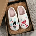 thumbnail image 5 of BERANMEY Women's Christmas Slippers with Embroidered Berry & Wine Glass Plush Warm Fleece Lined House Slippers with Thick Sole Non-Slip Cozy Indoor Home Shoes, 5 of 10