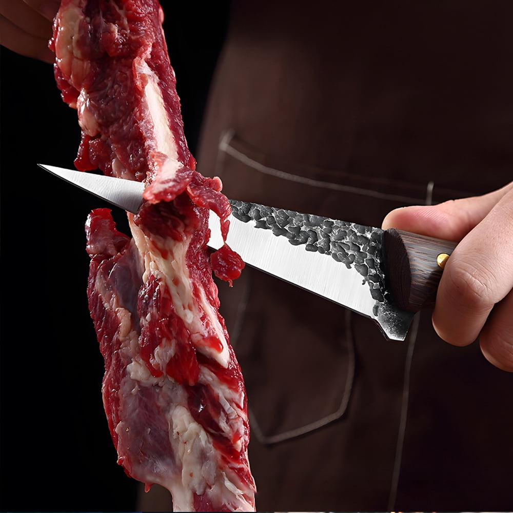 8PCS Butcher Knife Set, Hand Forged Chef Knife & Meat Cleaver Knife Set for Home, Outdoor Cooking, Camping
