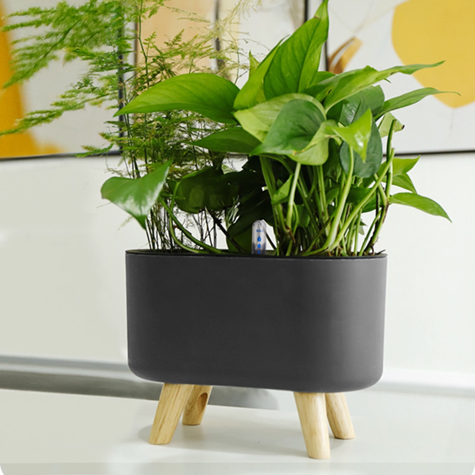 Travelwant Self Watering Planter with Water Level Indicator, Window Gardening Box, Decorative Planter Pot for All House Plants Flowers Herbs, Modern Decorative Planter Pot