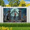 thumbnail image 4 of Gothic Design Halloween Banner Grim Reaper Decoration Spooky Theme Moonlit Backdrop for Horror Parties Haunted Houses Themed Events, 4 of 5