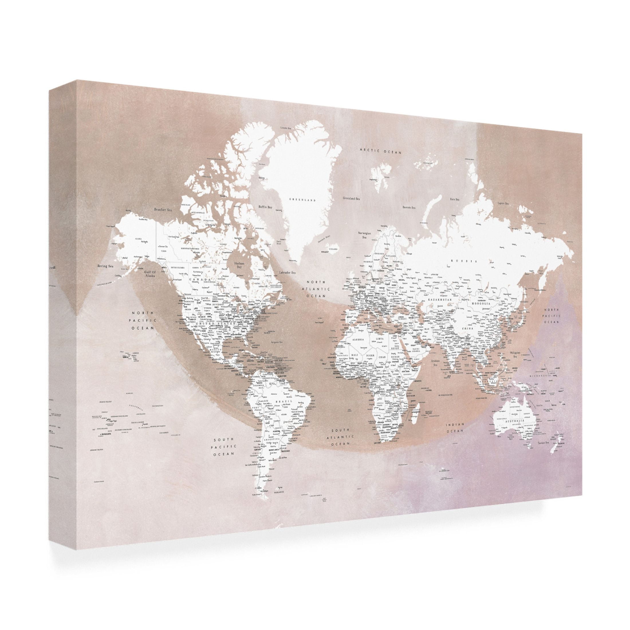 Trademark Fine Art Rosana Laiz Blursbyai Detailed world map with cities Qawi Canvas Wall Art