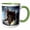 Green/White, variant on 3drose, Kitten Flying in Space, 15oz Mug
