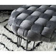 thumbnail image 5 of Linon Henson Round Stool Black Hairpin Legs Basketweave Seat in Gray, 5 of 11