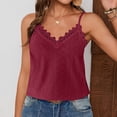 thumbnail image 6 of Gamivast V Neck Camisole for Women Summer Sleeveless Tank Tops Eyelet Lace Trim Spaghetti Strap Shirts Casual Flowy Basic Cami Blouses for Daily Vacation Wear Hot Pink XXL, 6 of 7