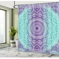 thumbnail image 2 of Purple and Turquoise Shower Curtain, Hippie Ombre Mandala Inner Peace and Meditation with Ornamental Art, Fabric Bathroom Set with Hooks, 69W X 75L Inches Long, Purple Aqua, by Ambesonne, 2 of 4