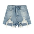 thumbnail image 5 of ClodeEU Women's High Waisted Vintage Washed Denim Shorts, Relaxed Loose Fit Casual Jean Shorts Light Blue,Womens Plus M, 5 of 5