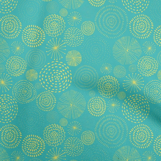 oneOone Cotton Poplin Turquoise Green Fabric Abstracts Sewing Material Print Fabric By The Yard 56 Inch Wide