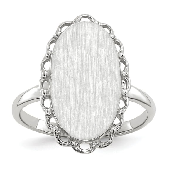 14K White Gold Ring Band Signet 14.0x10.5mm Open Back