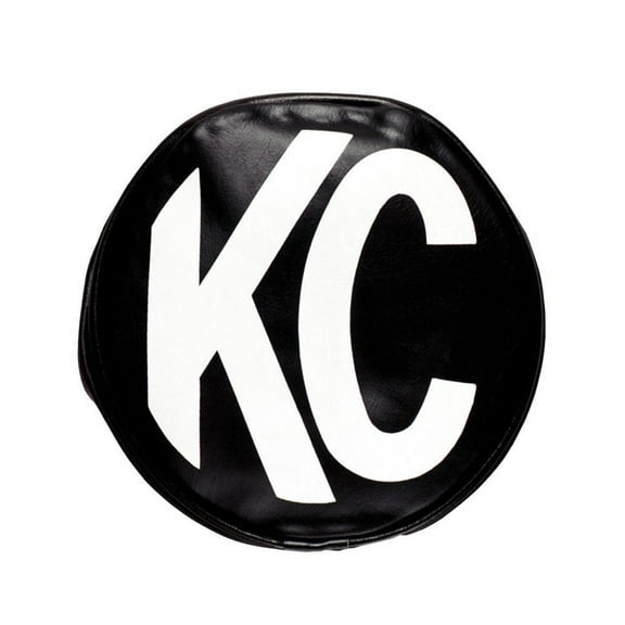 KC HiLiTES 5400 5" Round Black Vinyl Light Cover w/ White KC Logo - Set of 2