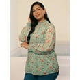 thumbnail image 4 of XL LOVE By Janasya Indian Women's Plus Size Sage Dobby Georgette Floral Regular Top, 4 of 5