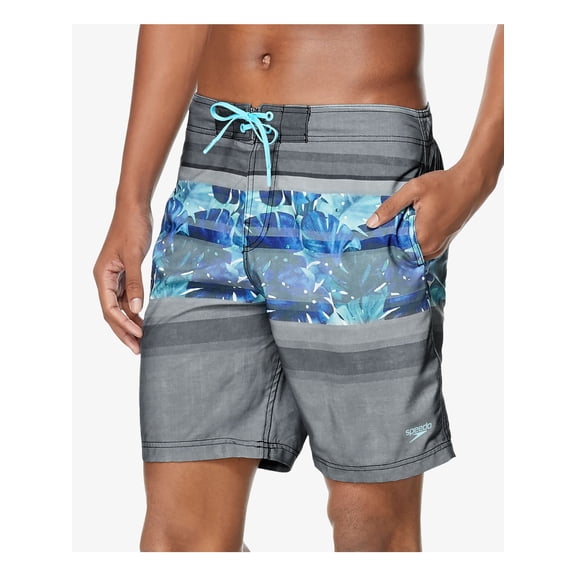 SPEEDO Mens Horizon Bondi Gray Drawstring, Stretch Shorts M