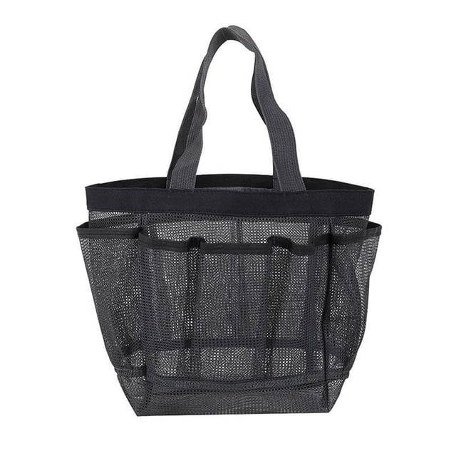 Jumpingount Bolsa de ducha de malla con 8 bolsillos de almacenamiento Asas dobles Organizador de maquillaje Bolsa de baño colgante Playa Colegio Baño Envolturas para manijas de equipaje Gris Jumpingount AP012377-02