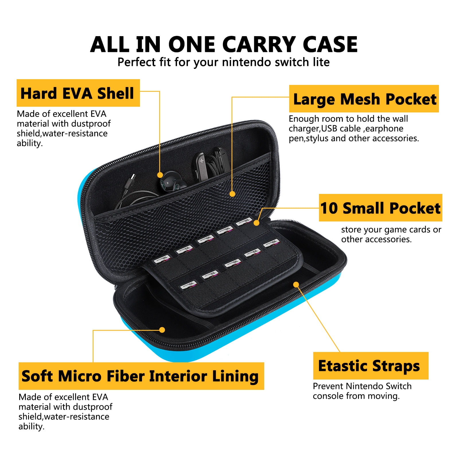 switch lite case that holds charger