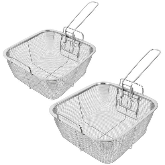 LOLIPPYY Set of 2 Stainless Steel Mesh Frying Baskets with Handles for Deep Frying, Cooking, and Kitchen Use