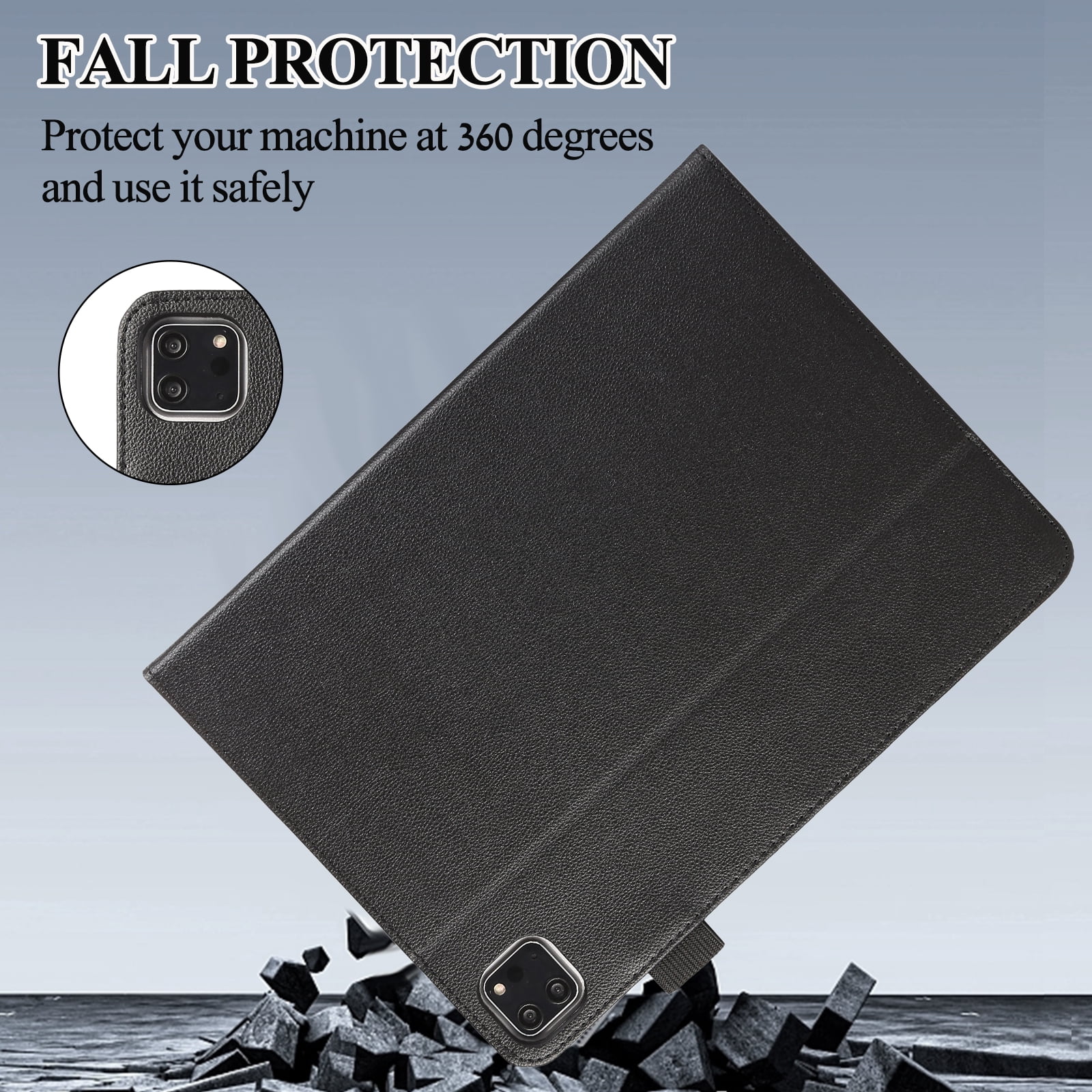 Allytechgroup Premium iPad Air 11 Case 2024 - Protective Business Type Flip Cover with Vertical Stand & Pencil Holder for Apple iPad Air 11 inch 2024, Black