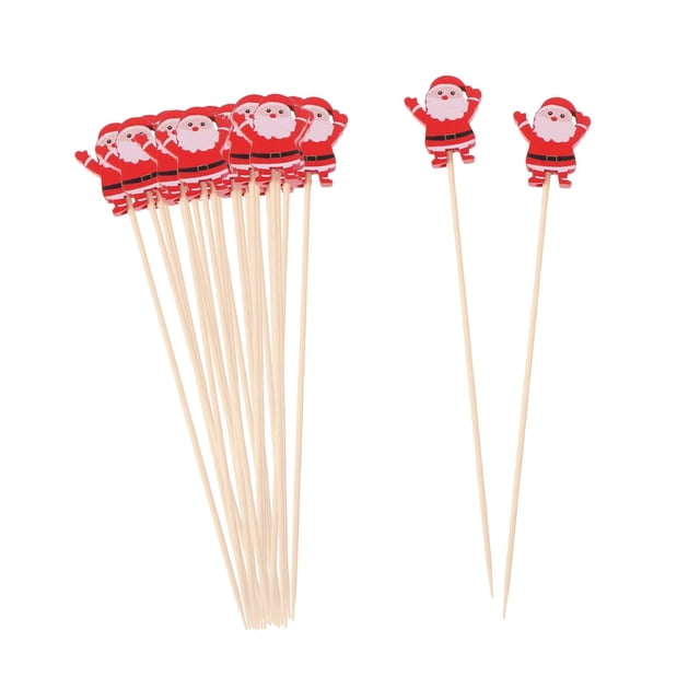 Selecciones de cócteles navideños, brochetas de cóctel navideñas, palitos de cóctel elegantes, selecciones de aperitivos de madera para decoración de Papá Noel 50 piezas Macarena Palillos de cóctel