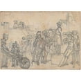 thumbnail image 2 of Hubert-François Gravelot 24x18 Gold Ornate Framed and Double Matted Museum Art Print Titled - Study for an Engraving of ‘Songs in the Opera of Flora’ (ca. 1737), 2 of 4