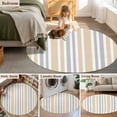 thumbnail image 5 of Round Rugs 4Ft, Beige Grey Stripe Round Area Rug Washable Indoor Throw Carpet, Farmhouse Minimalist Striped Soft Non Slip Circle Rug for Kitchen Nursery Room Home Decor Aesthetic, 5 of 8